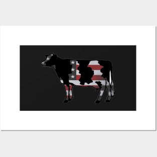 American FlagDairy Cow Silhouette  - NOT FOR RESALE WITHOUT PERMISSION Posters and Art